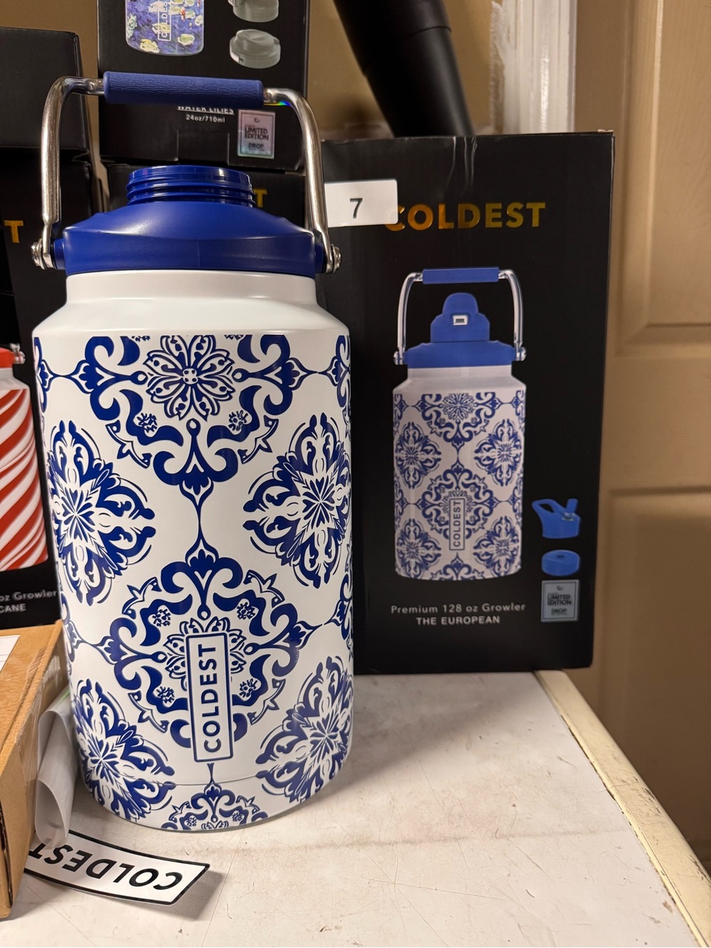 COLDEST “The European” 128 OZ / 1 GALLON GROWLER 💙🤍 - Picture 2 of 3